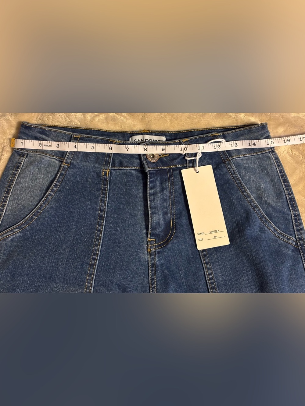 Women’s Straight-Leg Jeans in Dark Blue with Front Patch Pockets - Picture 10 of 14